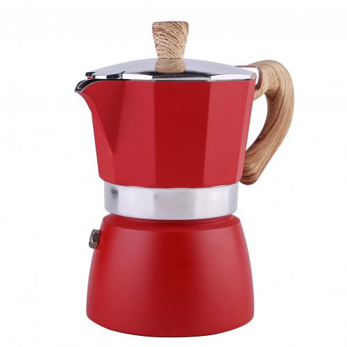 1PCs Coffee Maker Pot Aluminum Mocha Espresso Pot Coffee Kettle Cafetera Espresso Coffee Stovetop Coffee Maker Tools: Red