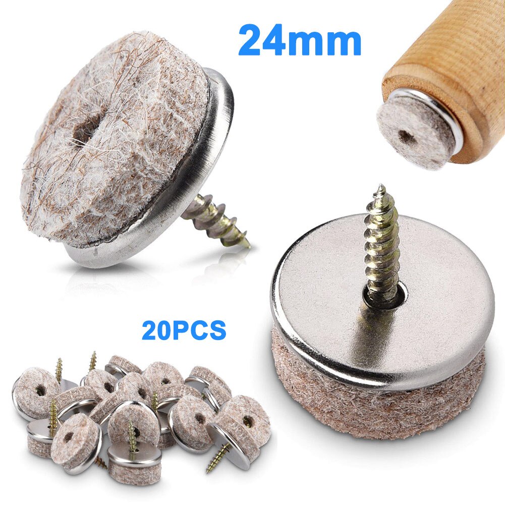 20 Meubels Anti-Slip Slijtvaste Vilt Slideway Met Schroef Stoel Vloer Bescherming Meubels Cup Meubels hardware: 24MM
