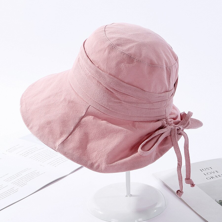 Cokk Zomer Hoed Vrouwen Emmer Hoed Cap Zon Uv-bescherming Effen Kleur Katoen Opvouwbare Zon Hoeden Voor Vrouwen Dames Hoeden gorro Gorras: pink