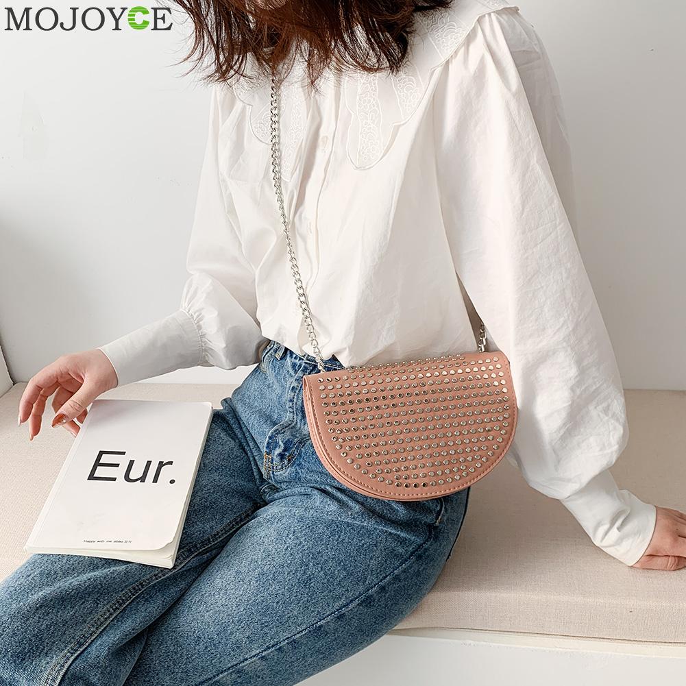 Bolso de hombro tipo bandolera Retro para mujer, cadena semicircular para mujer, pequeño bolso de pecho, bolso de compras de piel sintética, bolsos de viaje tipo mensajero