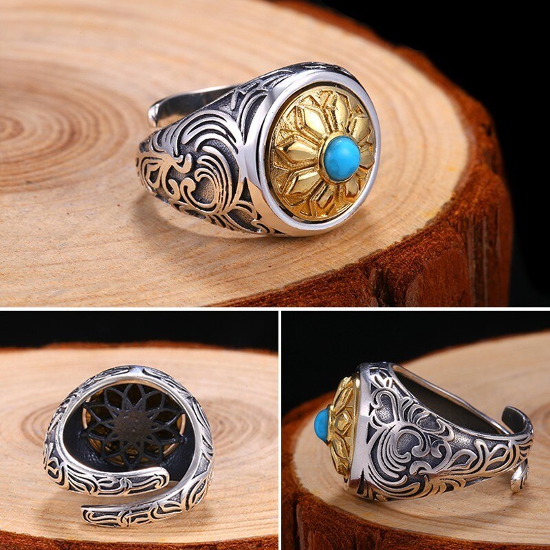 Zabra 925 Sterling Argento Spin Anello per Le Donne Degli Uomini Formato Aperto 2 Scelte di Buddha Sei Parole Anello con Sigillo Vintage Rock gioielli