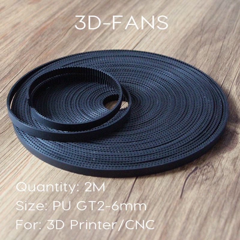 1 M 2 M 3 M 5 m/partij PU met Stalen Kern GT2 Riem Zwarte Kleur 2GT Distributieriem 6mm Breedte voor 3d printer