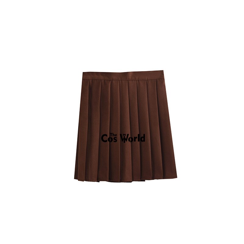 Ivory Yellow Cross Summer Navy Sailor Suit Tops Skirts JK High School Uniform Class Uniform Students Cloth: 42cm Skirt / XL