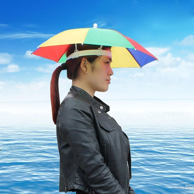 Sombrero de sombrilla de lluvia portátil, sombrilla plegable para Pesca al aire libre, Anti-UV, accesorios para la cabeza de playa, Camping y Pesca
