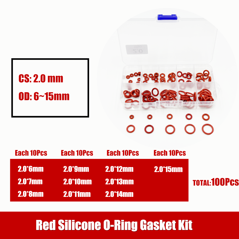 O-squillare in silicone rosso spessore 1.5/2/2.4/3.1mm kit guarnizioni per rondella di tenuta VMQ con isolamento ad alta temperatura resistente tutto'olio impermeabile: giallo