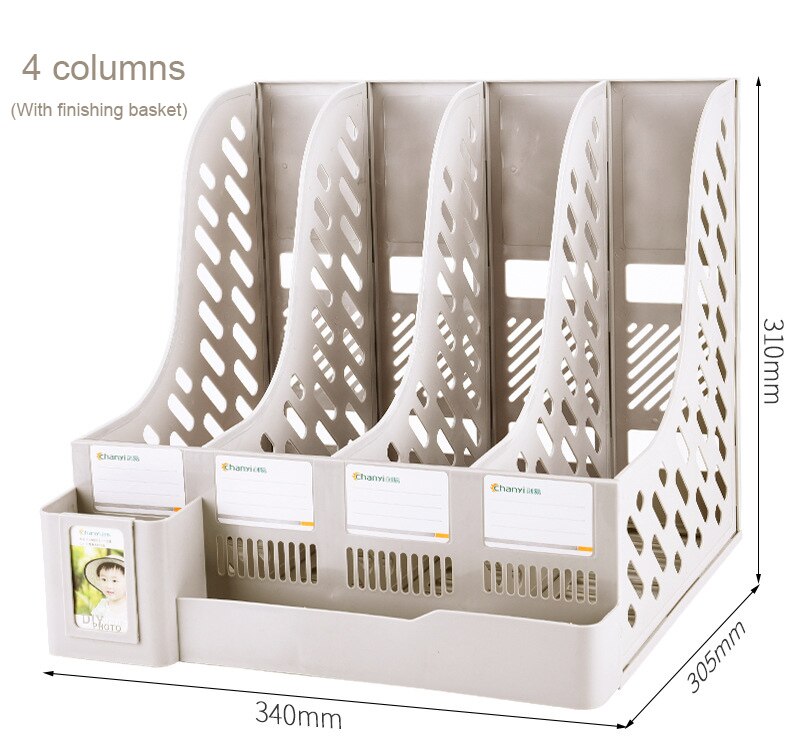 4-column File Rack Frame Book Stand Bookshelf File Basket Office Supplies Simple Desk Top Folder Storage Box Desk Organizer: Upgrade gray