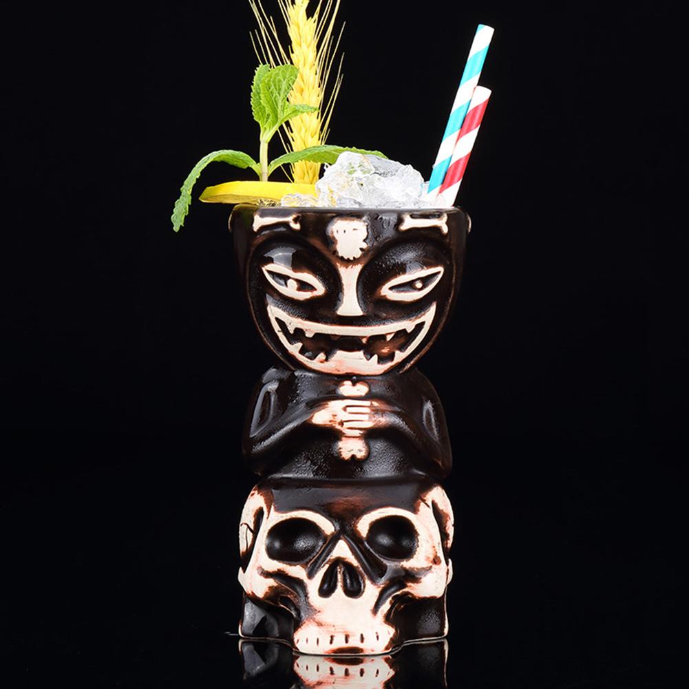 Innovative Hawaii Skull Tiki Mug Hand-painted Ceramics Cocktail Beer Cup Easter Islander 520ml Maori Tiki Wine Drink Mug