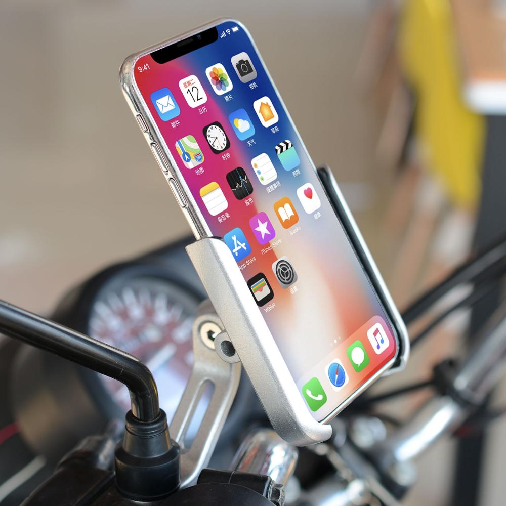Universal aluminiumslegering motorcykel bakspejl mobiltelefon holder holder støttehåndtag cykel moto mount holder