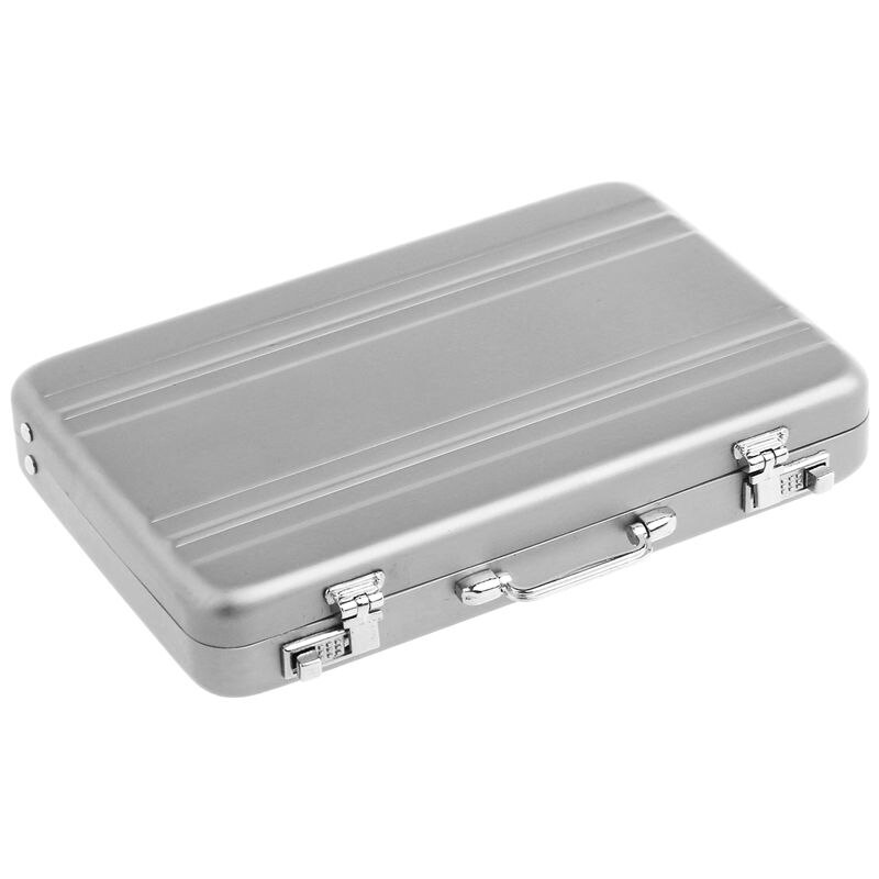 Aluminum Password Box Card Case Mini Suitcase Password Briefcase Black: Silver