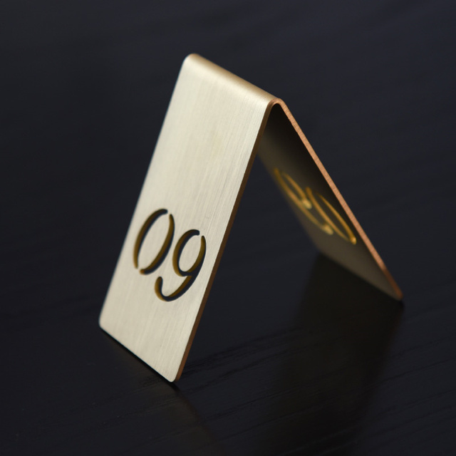 2022 Copper Brass Table Numbers Restaurant Bar Table Decor Party Baby Shower Wedding Table Number Seat Card Direction Sign Metal: number 9