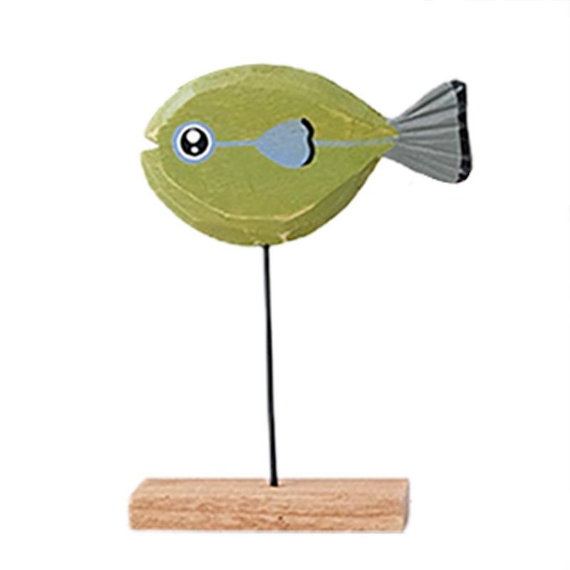 Garden Wooden Fish Ornaments Fish on Stand Decor Fish Statue Desktop Decoration for Home Office Bar: 02