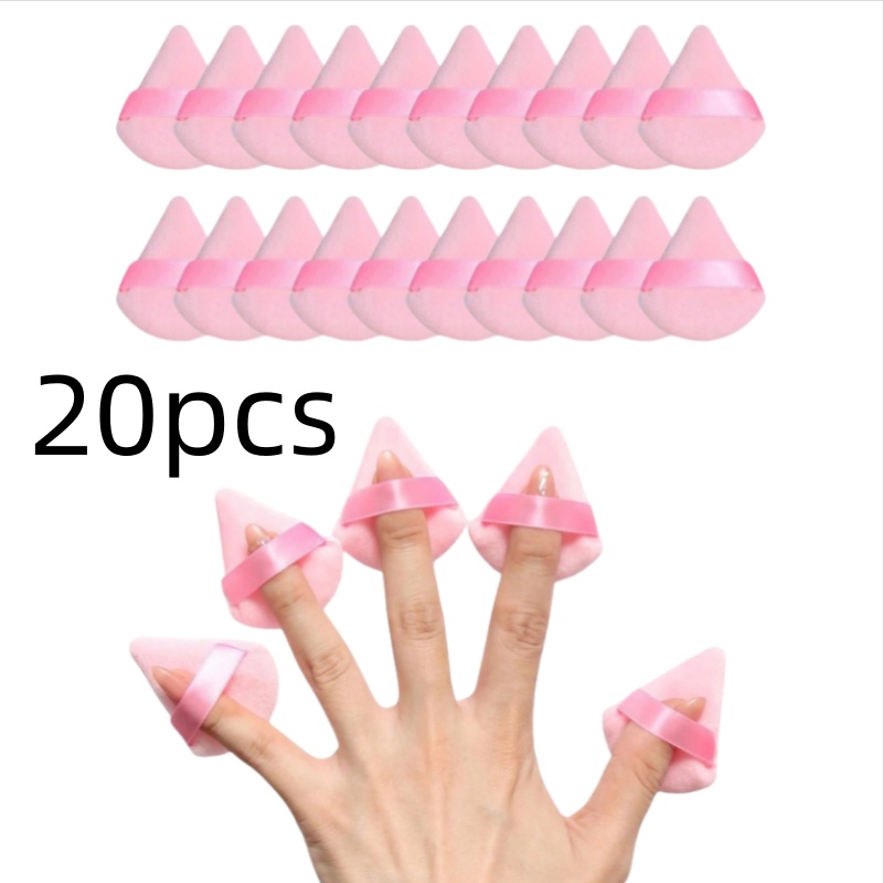 Mini esponja triangular de terciopelo para polvo, aplicador corrector facial, esponja cosmética para dedos, herramientas de maquillaje de belleza, 10-30 Uds.: Verde