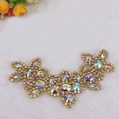 Bling Gold AB Kristall Strass Applikationen Patch -Fix Perlen Applikationen trimmen Für Mädchen Haar Accessproes: Applikationen 3