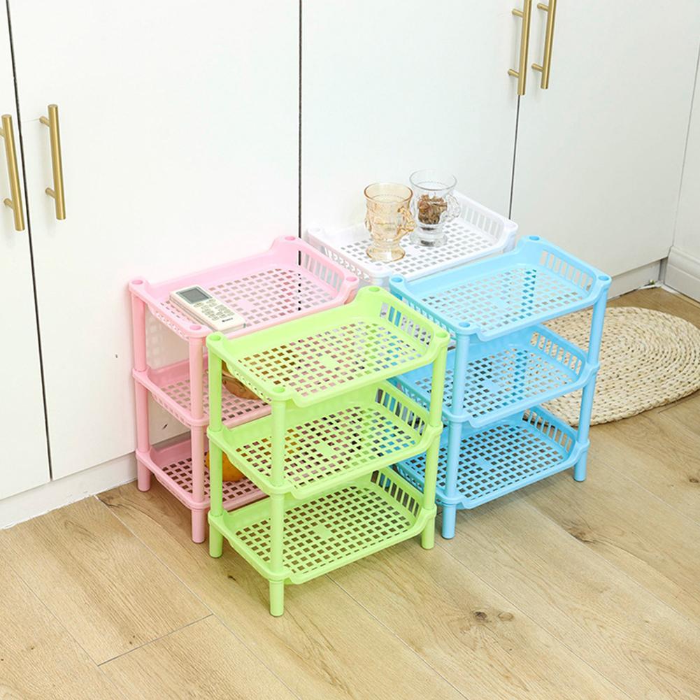 3 Layers Kitchen Organizer Storage Rack Plastic Assembled Sundries Storage Holder Bathroom Shelf Home Organization