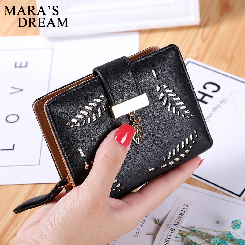 Cartera de cuero con cremallera para mujer de Mara's Dream, cartera pequeña de de lujo para mujer con hojas huecas para tarjetas de crédito