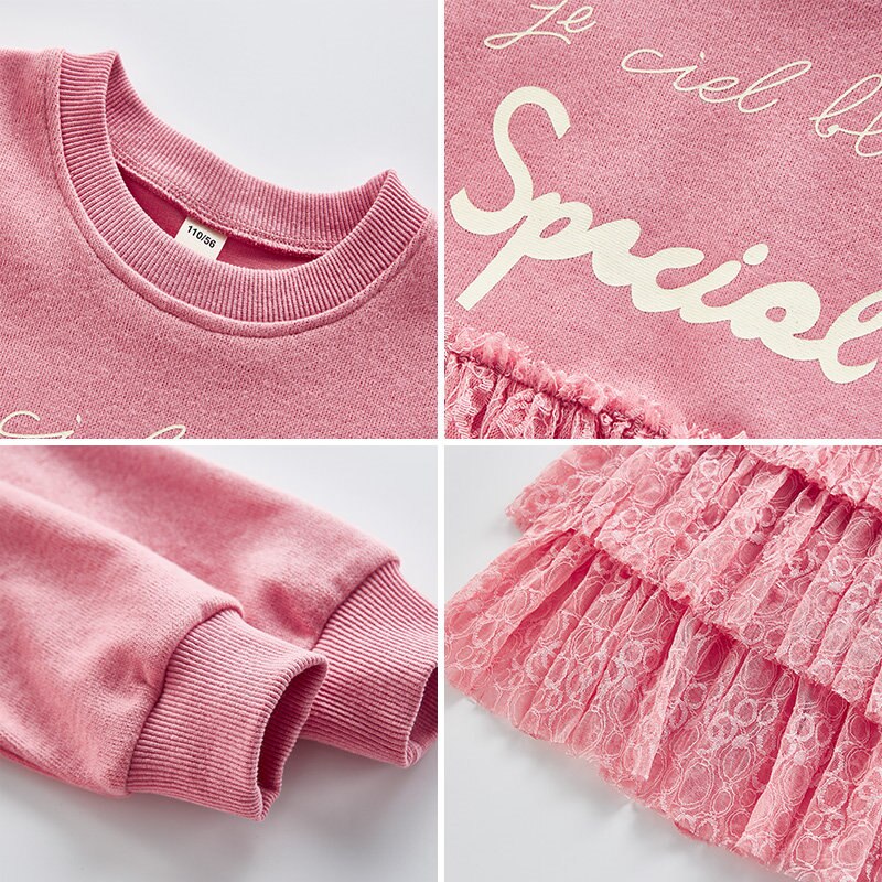 Girl Clothing Long Pink Sweatshirts Dresses for Girls Spring Fall Casual Long Sleeve Layered Clothes for Girls Age 8 12Y