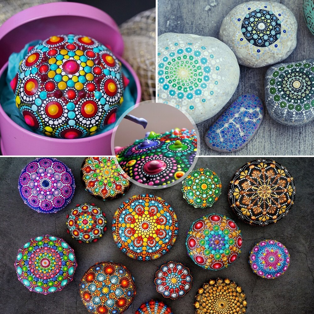 Mandala Dotting Tools Set DIY Stone Painting Tools for Painting Rock Stones Drawing Stencil Template Brush Art Craft Tool