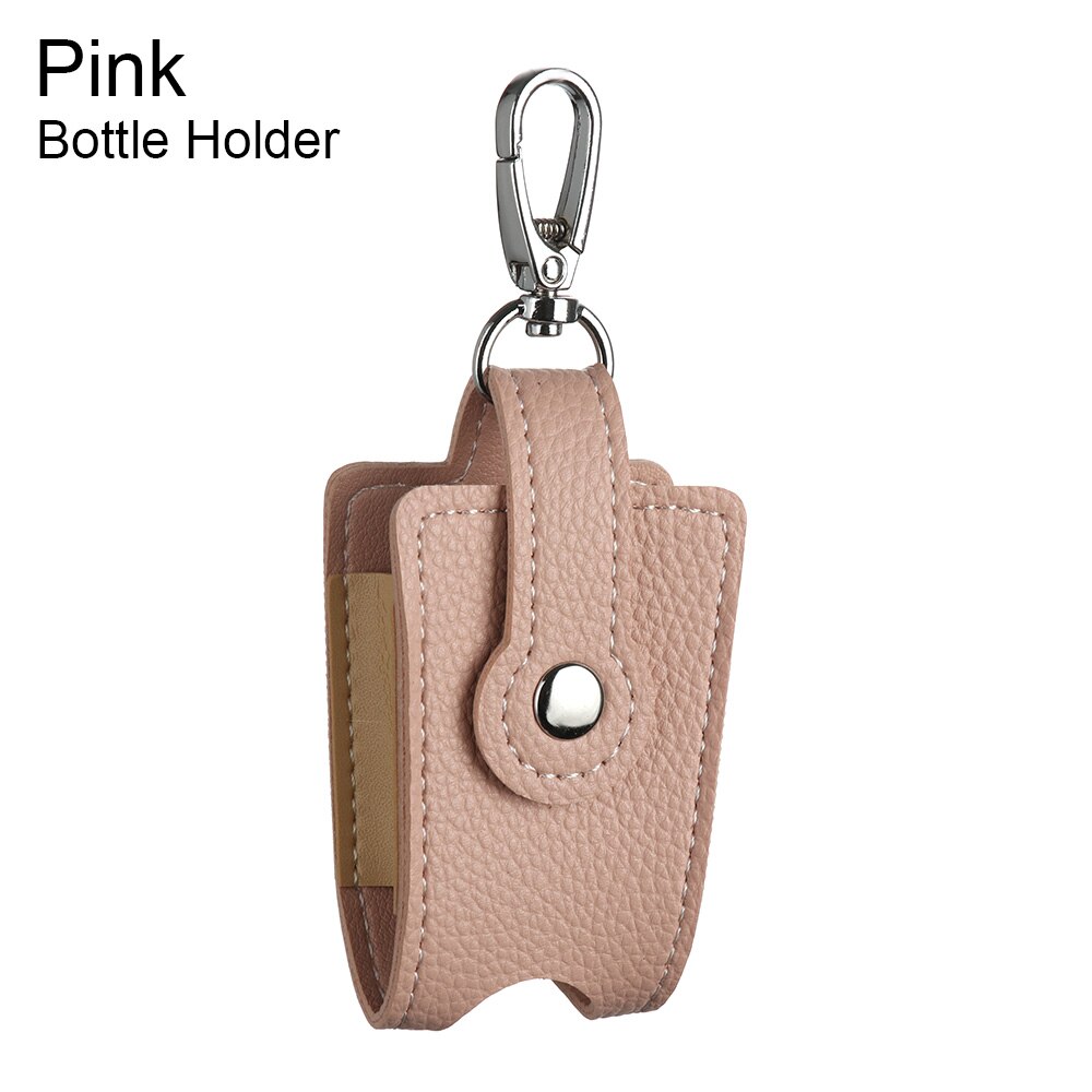 Hand Sanitizer Gel Bottles Storage Bottle Holder With Keychain Carrier Flip-Top Empty Container Reusable Travel Bag: Pink Bottle Holder