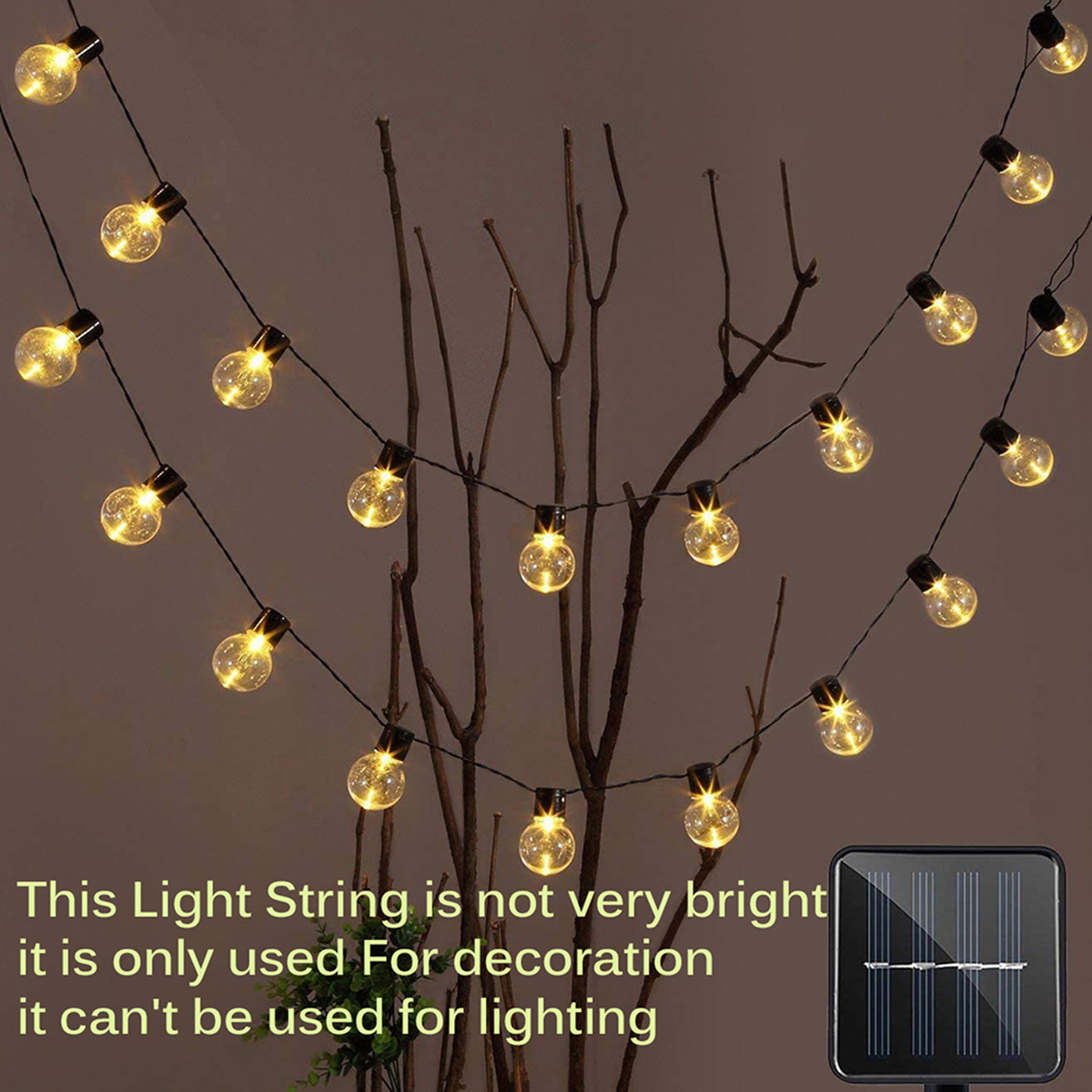 Guirnalda de luces solares para exteriores, bombillas de globo, lámparas solares para jardín, terraza, , Camping, decoración de calle de Navidad