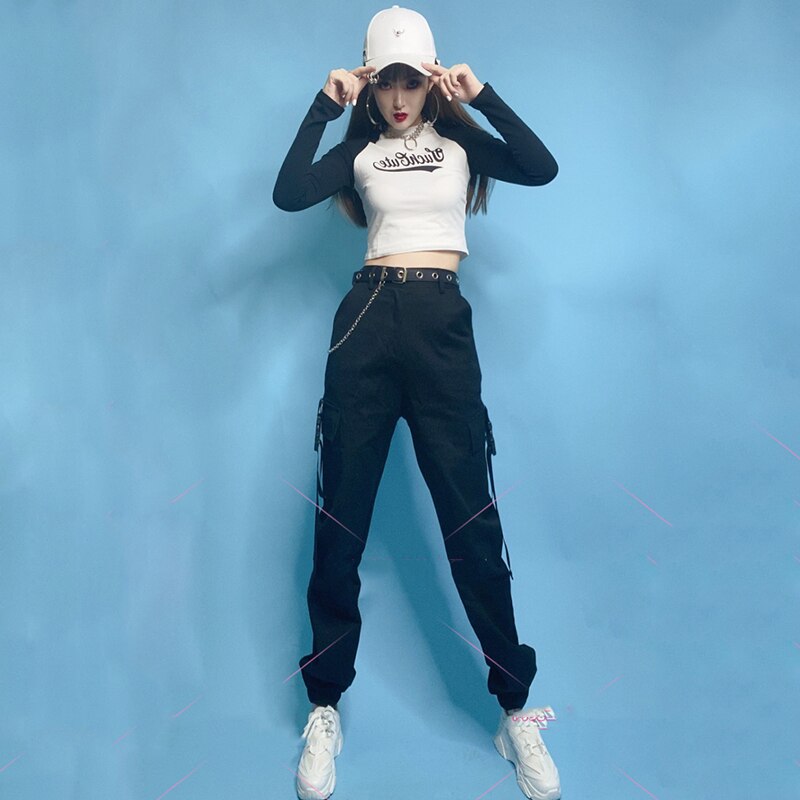 Ropa de competición de grupo de baile callejero de Hip Hop, trajes de baile de Jazz femenino, atuendo Rave, ropa moderna para mujeres DNV13318