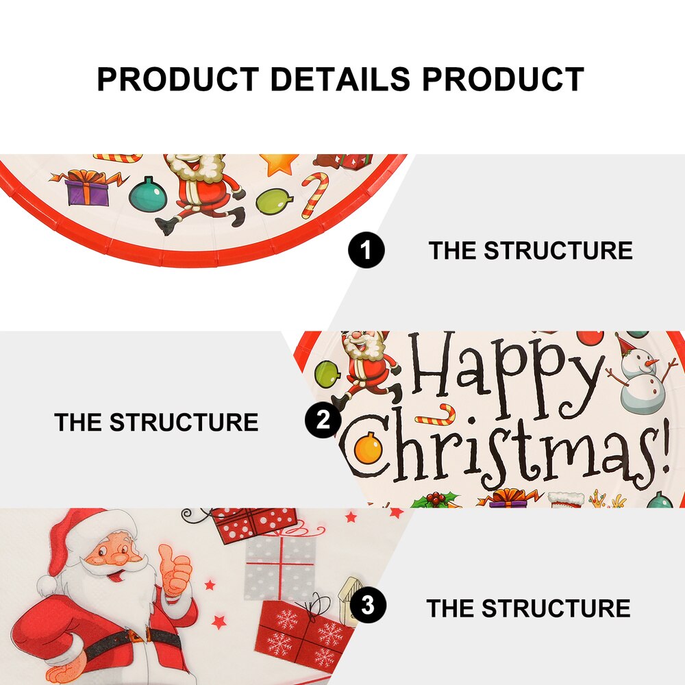 1 Set Paper Plate Christmas Plates Party Tissue Dinnerware Set Party Supplies