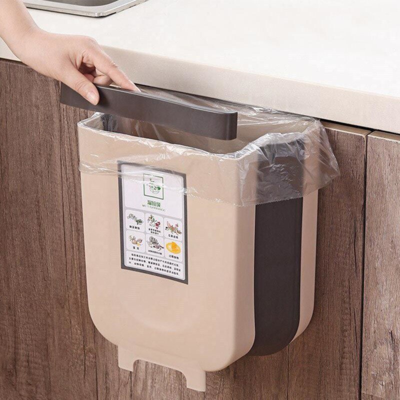 Vægmonteret sammenfoldelig affaldsspand køkken affaldsspand, der kan hænges affaldsspand i hjemmet, badeværelse toilet affaldscontainer