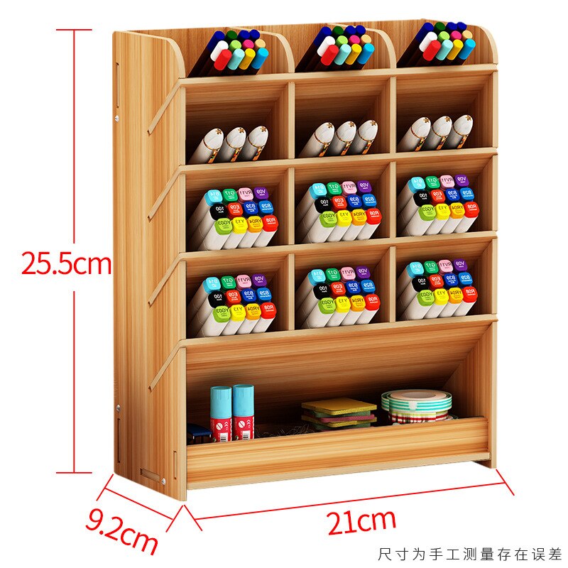 Wooden Pen Holder Desk Organizer Multi-Function Office Pencil Case Large Capacity Pencil Organizer Desk Storage Box: B12 Cherry Wood