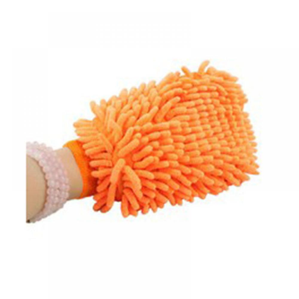 Bil rengørings handske auto vask og detaljeringsværktøj mikrofiber håndklæde chenille golves motorcykel bilpleje tilbehør: Orange