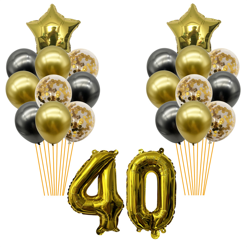 1 bolsa de globos dorados con números 30 40 50 60 años, decoración para de cumpleaños, suministros para de aniversario de cumpleaños para adultos 30 40 50 60: Emerald