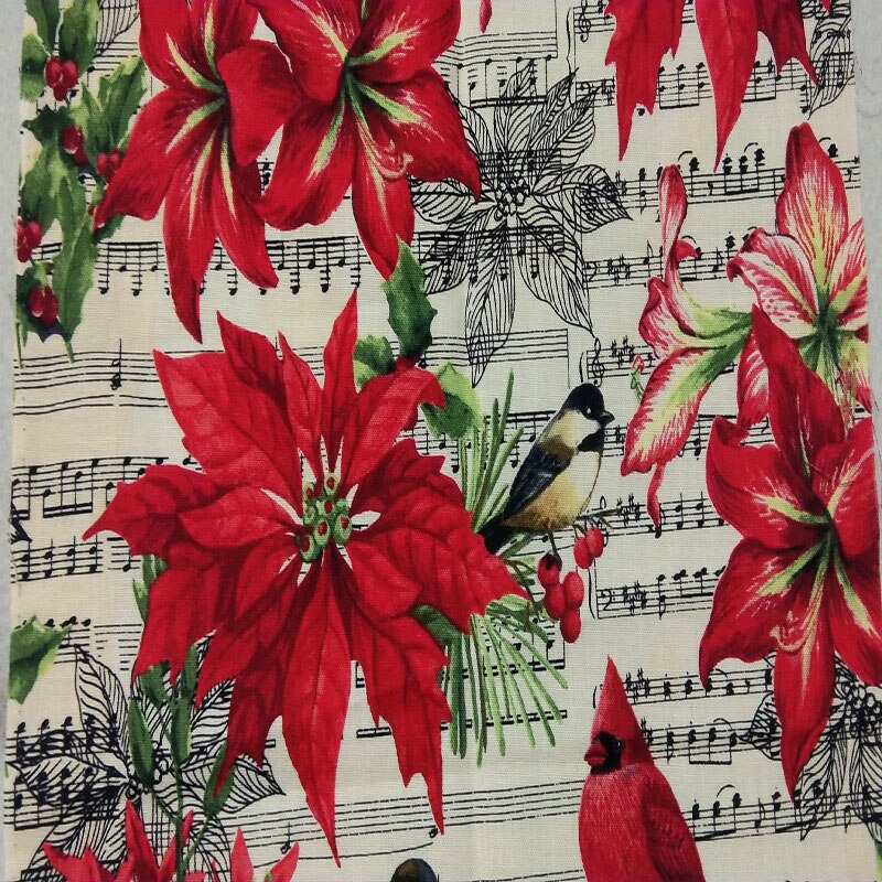 Notas musicales para Navidad, paquete de tela de algodón estampado, tamaño pequeño, 25x24cm, negro y blanco, 4 Uds.