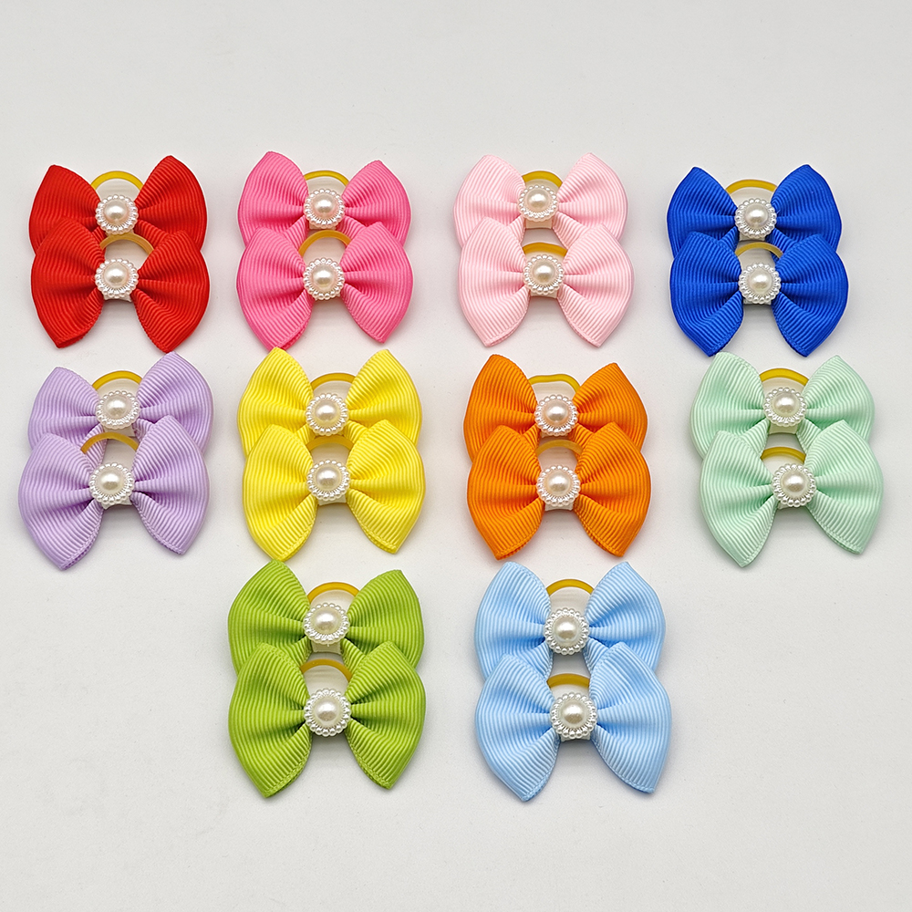 10 piezas de lazos para perros, cinta bonita, accesorios para perros, cuatro tipos, 36 colores, lazos para el pelo para mascotas con banda de goma elástica, de navidad: Blanco