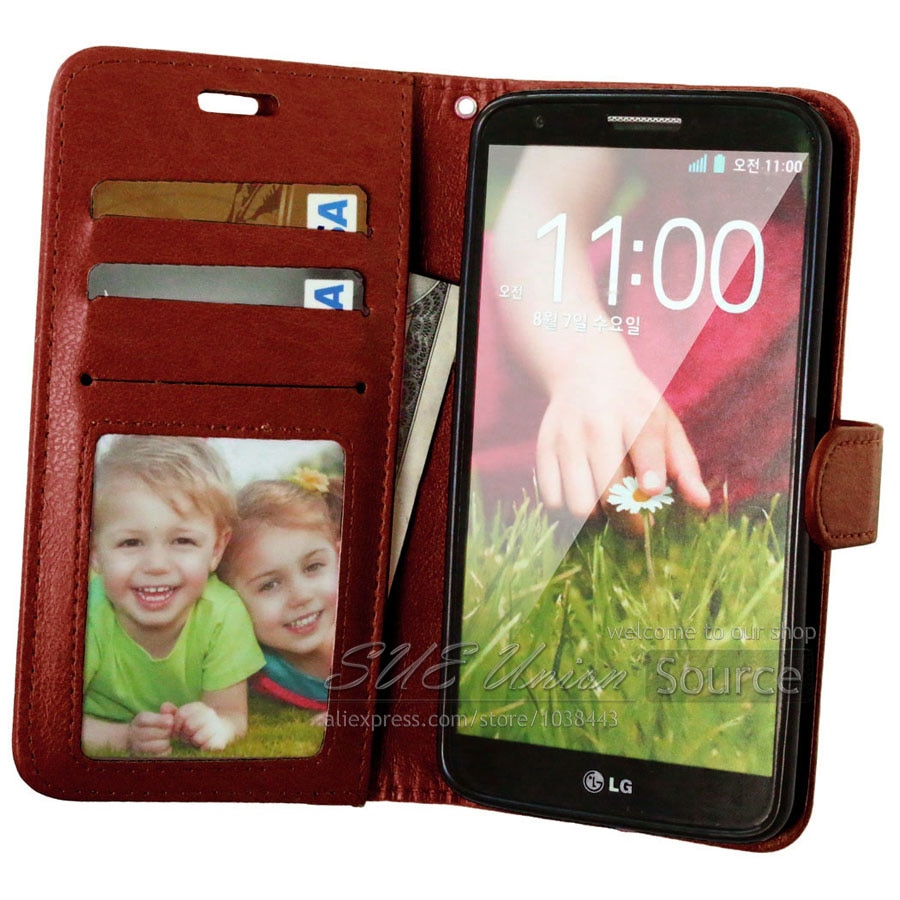 Flip Leather Case for LG G2 Optimus D801 F320 D802 VS980 F340L LS980 LS980S Wallet Stand With Card Holder Cover Fundas Coque