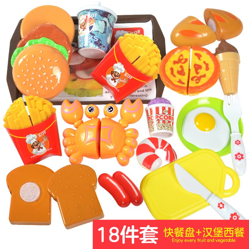 Children's fruits and vegetables cut fruits and toys cut and watched every kitchen toy hamburger set: Hamburger 18X