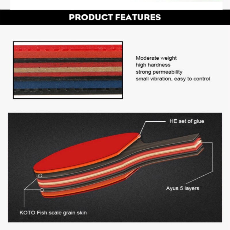 1 pçs profissional 6 estrela ping pong raquete de tênis de mesa bat lâmina de carbono ping pong bat 7-ply paddle tênis de mesa pingpong traing