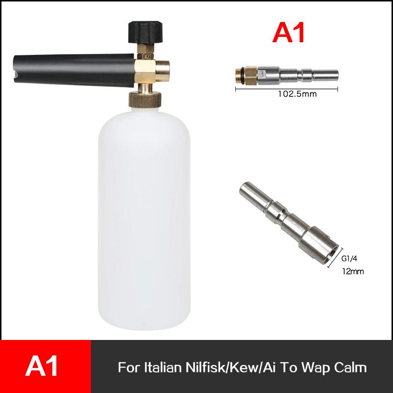 Générateur de mousse pour karcher avec différents types adaptateurs de filetage mâle buse de mousse de neige pistolet savon moussant voiture huter générateur de mousse: Incolore