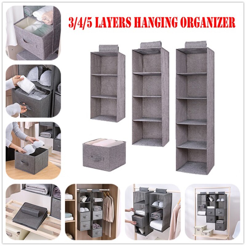 Hanging Wardrobe Storage Cabinets Hanging Bag Folding Portable Multi-Layer Linenette 3/4/5 Layers Organiser Space Saver