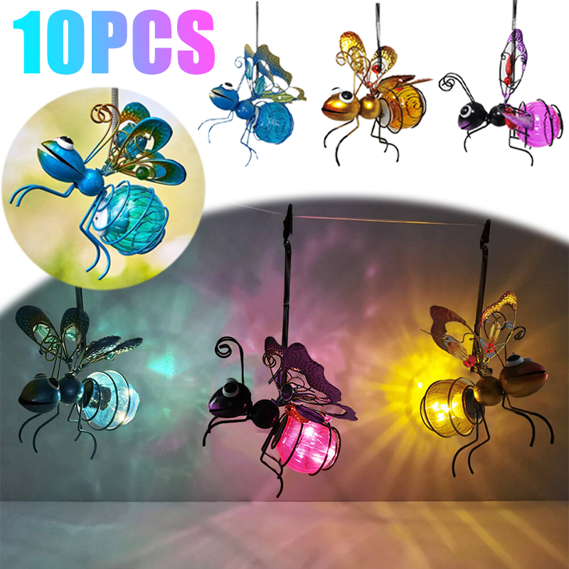 10 Stück Solar- betriebene Insekten lampe hängen fliegende Insekten Lampe Ich bin Freien Garten Insekt Licht Ornament für Rasen Sommer Party Hochzeit Deko