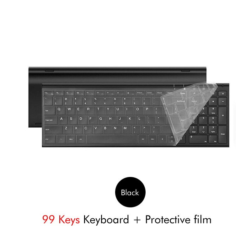 B.O.W 2.4Ghz Wireless Keyboard, 10 Keys Slim Matte Metal Ultra thin Rechargeable Full Size Keyboard Kits with Nano USB Receiver: Black 99Keys