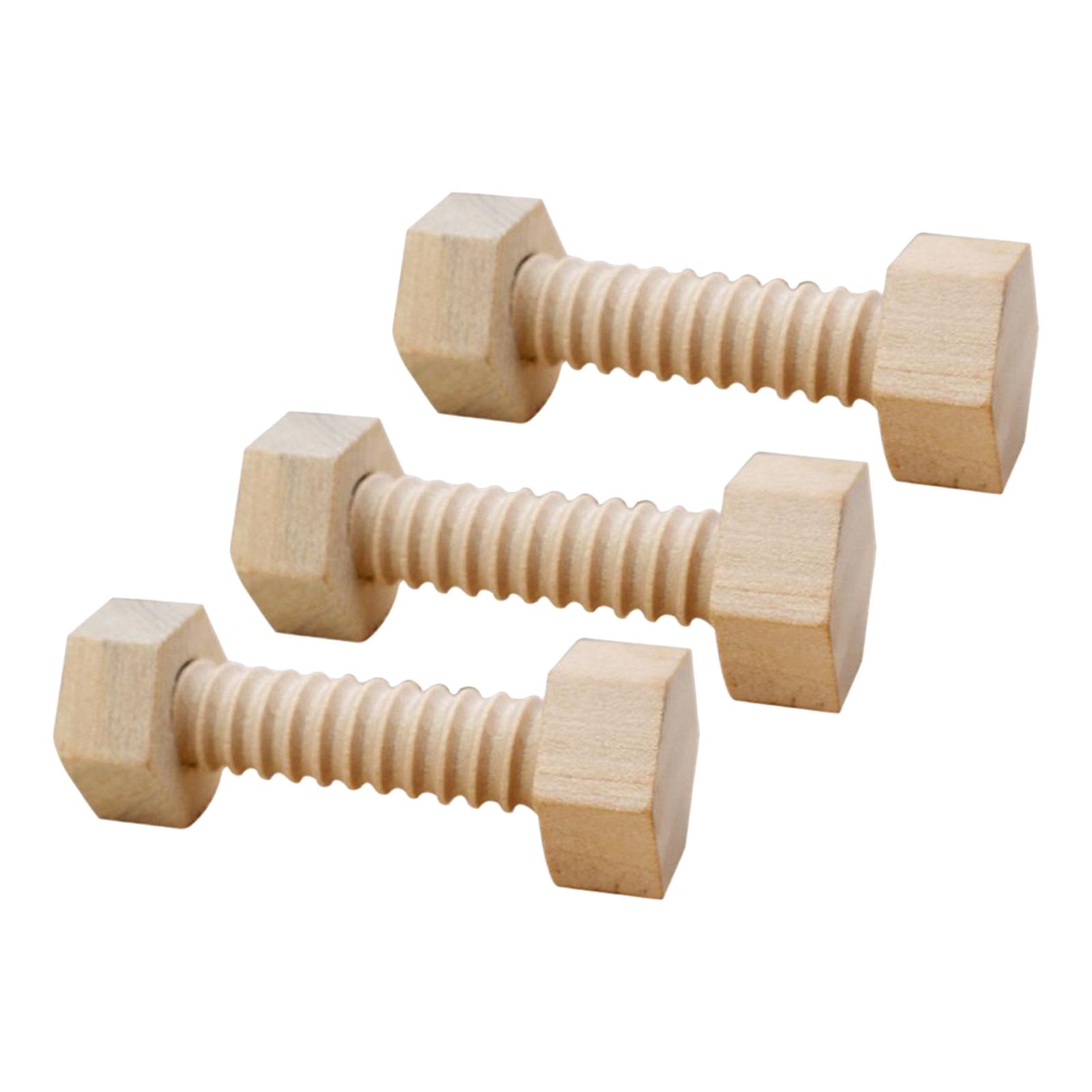 3Pcs Early Education Educational Screw Nut Assembling Unfinished Wooden Toy