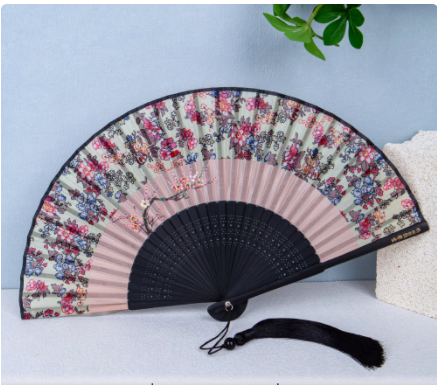 Kinesisk retro vikbar fläkt bärbar sommar kvinnlig handfläkt fest bröllop dansfläkt siden kinesisk hanfu cosplay fläktar fläkt: Armégrön