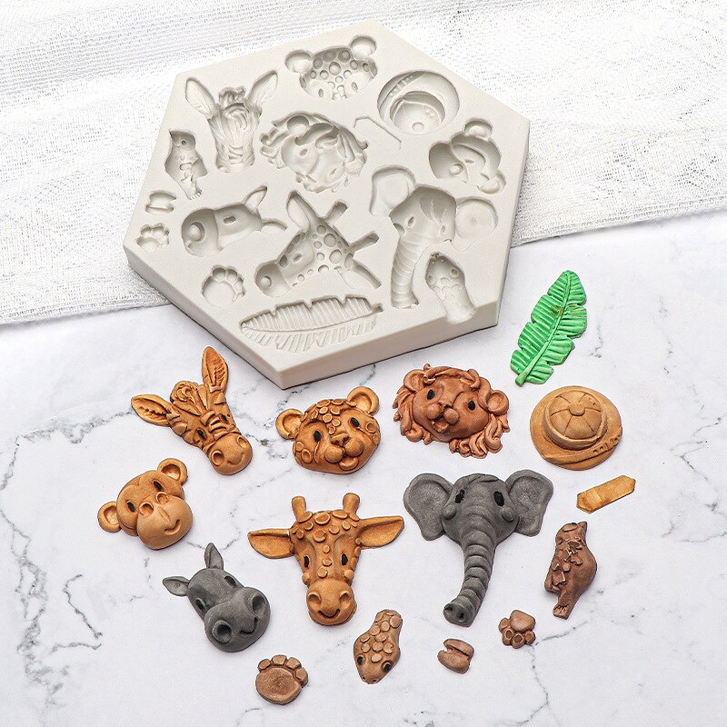 Fondant Animal Silicone Mold 3D Safari Cookie Baking Mold Silicone Baking Pan for Pastry Cake Decoration Kitchen Accessories