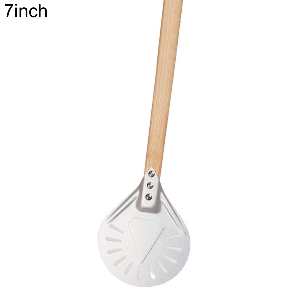 Pizza Shovel Perforated Pizza Shovel Baking Tools Removable Pizza Peel Shovel Non Stick Kitchen Baking Supplies with Wood Handle: 7