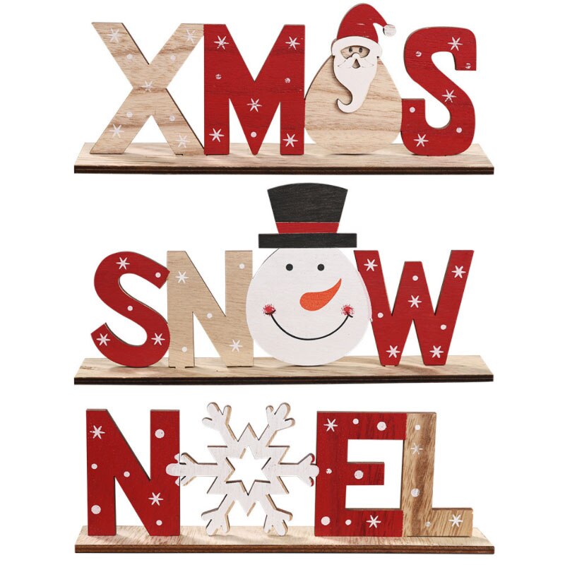 Kerst Feestelijke Decoraties Houten Alfabet Hangers Desktop Creatieve Afdrukken Decoraties