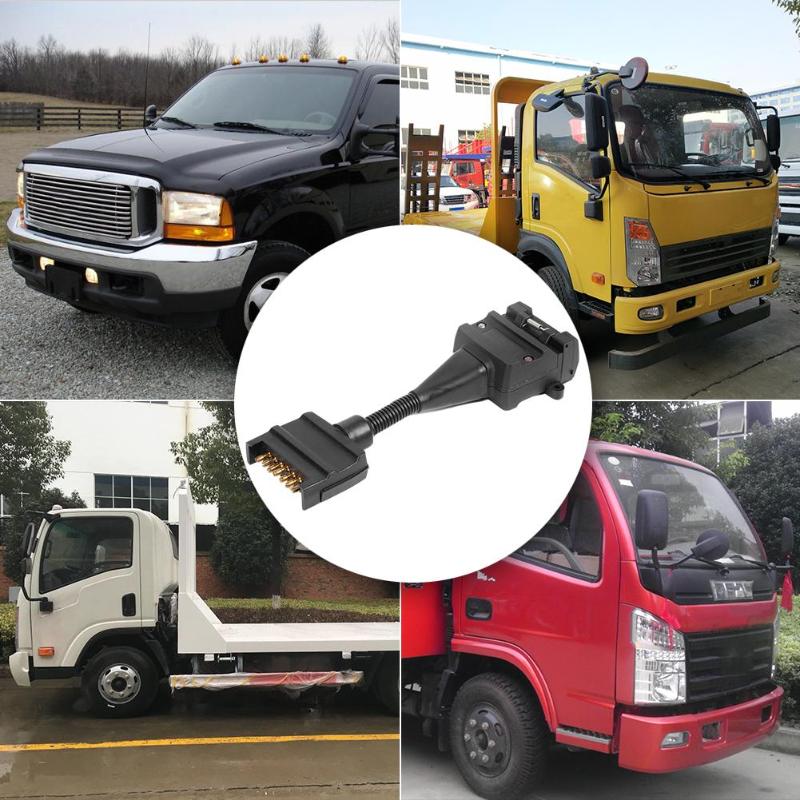 7 to 12 Pin AU Flat Male Trailer Socket Plug Connector Adapter ABS Durable Plug and Play Easy to Use for Trailer Black