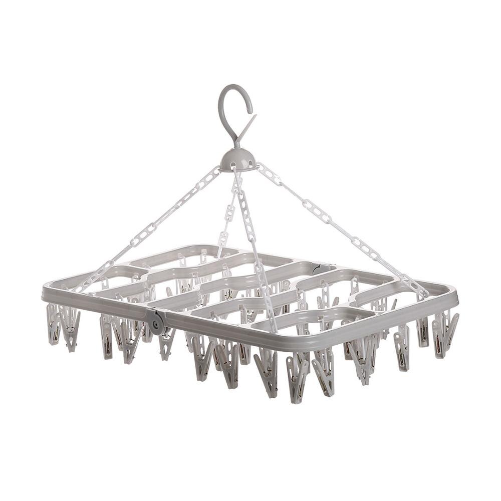 Porte-vêtements pliable à 16/36/48 clips, cintre à linge rotatif, support de rangement pour soutien-gorge, chaussettes, sous-vêtements, pince à linge: Gris 48 clips
