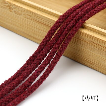 5mm Katoenen Touw Craft Decoratieve Twisted Cord Touw voor Handgemaakte Decoratie DIY Lanyard Ficelles Couleurs Draad Koord 5yards: wine red