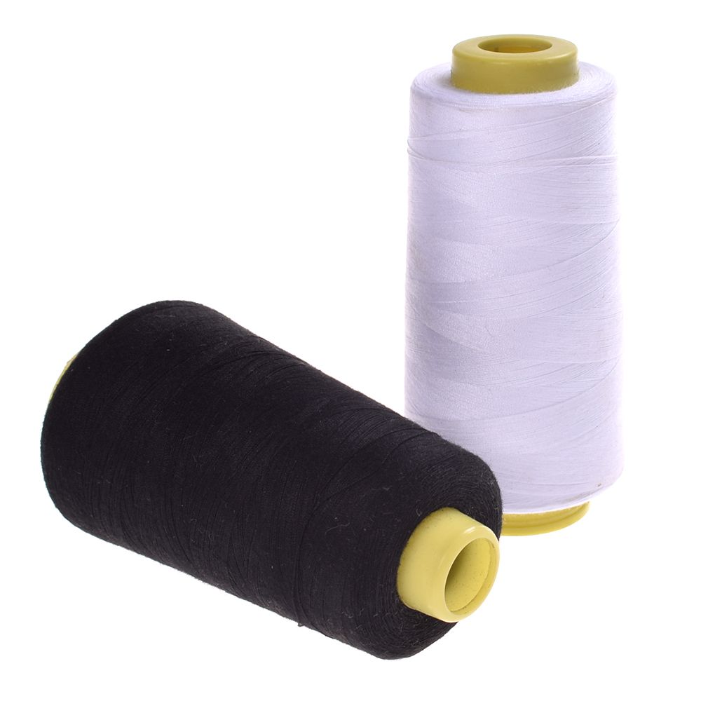 Bedste 3000m polyester yards sytråd sort og hvid industrisnor gør-det-selv-stærke og holdbare sytilbehør til tøj