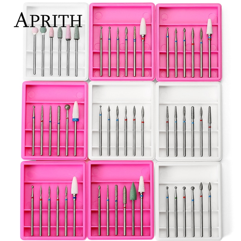 6 stks/partij Keramische Diamant Nagel Boor Set Frees voor Manicure Elektrische Machine Accessoires Burr Pedicure Art Gereedschap