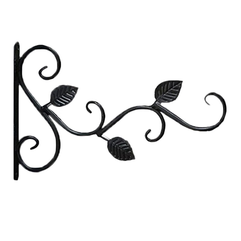 Hængende planter bracketwall planter kroge blomsterpotte jern lanterner bøjle til have udendørs indendørs gårdhave europæisk stil: Sort -03 25 x 39cm