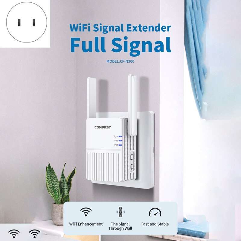 N300 Wifi Amplifier Wifi Signal Amplifier Through Wall Network Speed Extender Repeater Suitable for Office Home: US